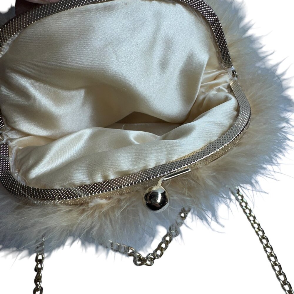 Elegant Fluffy Shoulder Bag - Cream/Blush - Picture 7 of 9